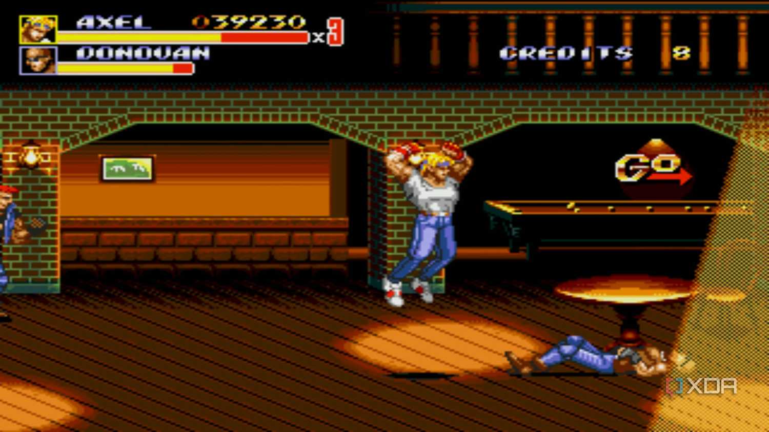 A screenshot from the arcade game Streets of Rage 2.