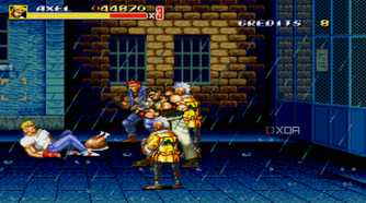 A screenshot from the arcade game Streets of Rage 2.