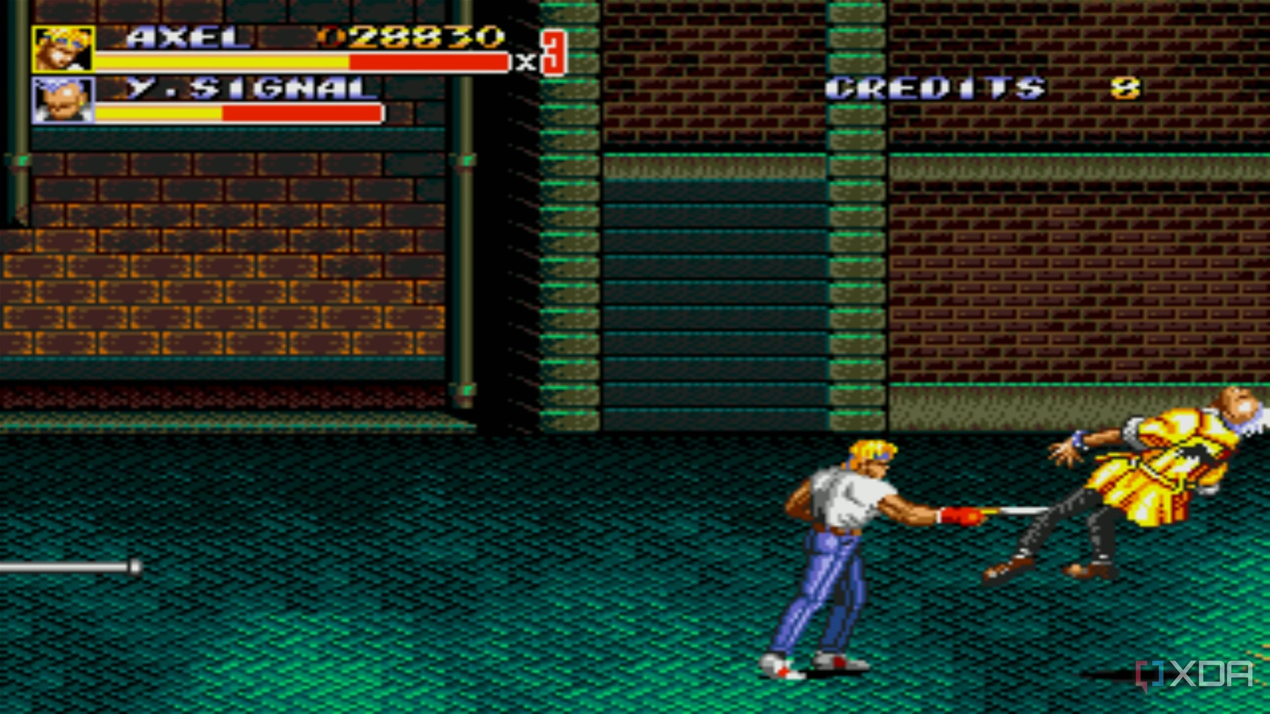 A screenshot from the arcade game Streets of Rage 2.