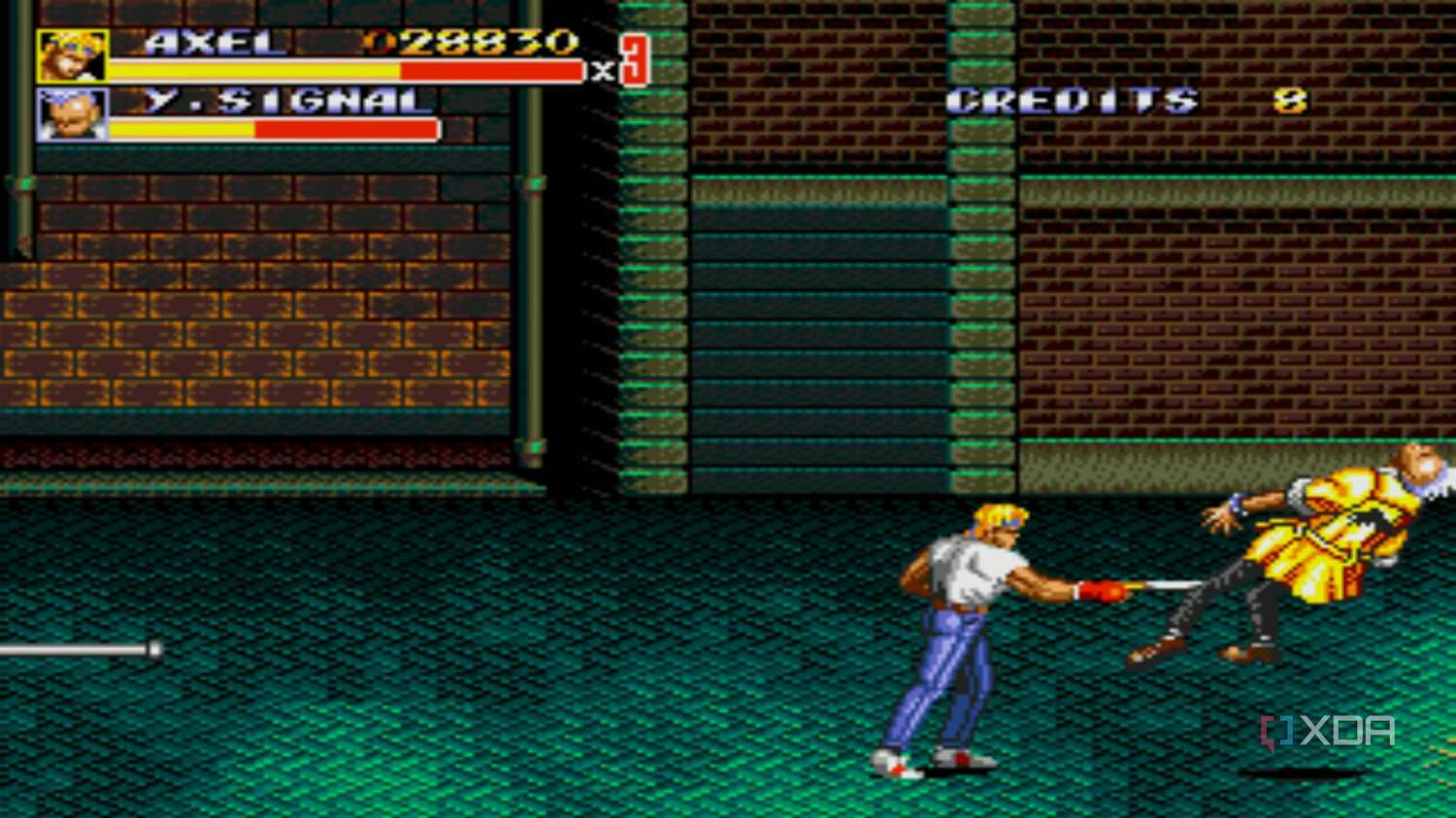 A screenshot from the arcade game Streets of Rage 2.