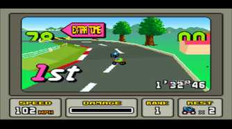 Screenshot from the SNES game Stunt Race FX.