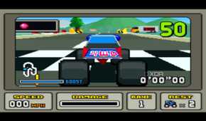 Screenshot from the SNES game Stunt Race FX.