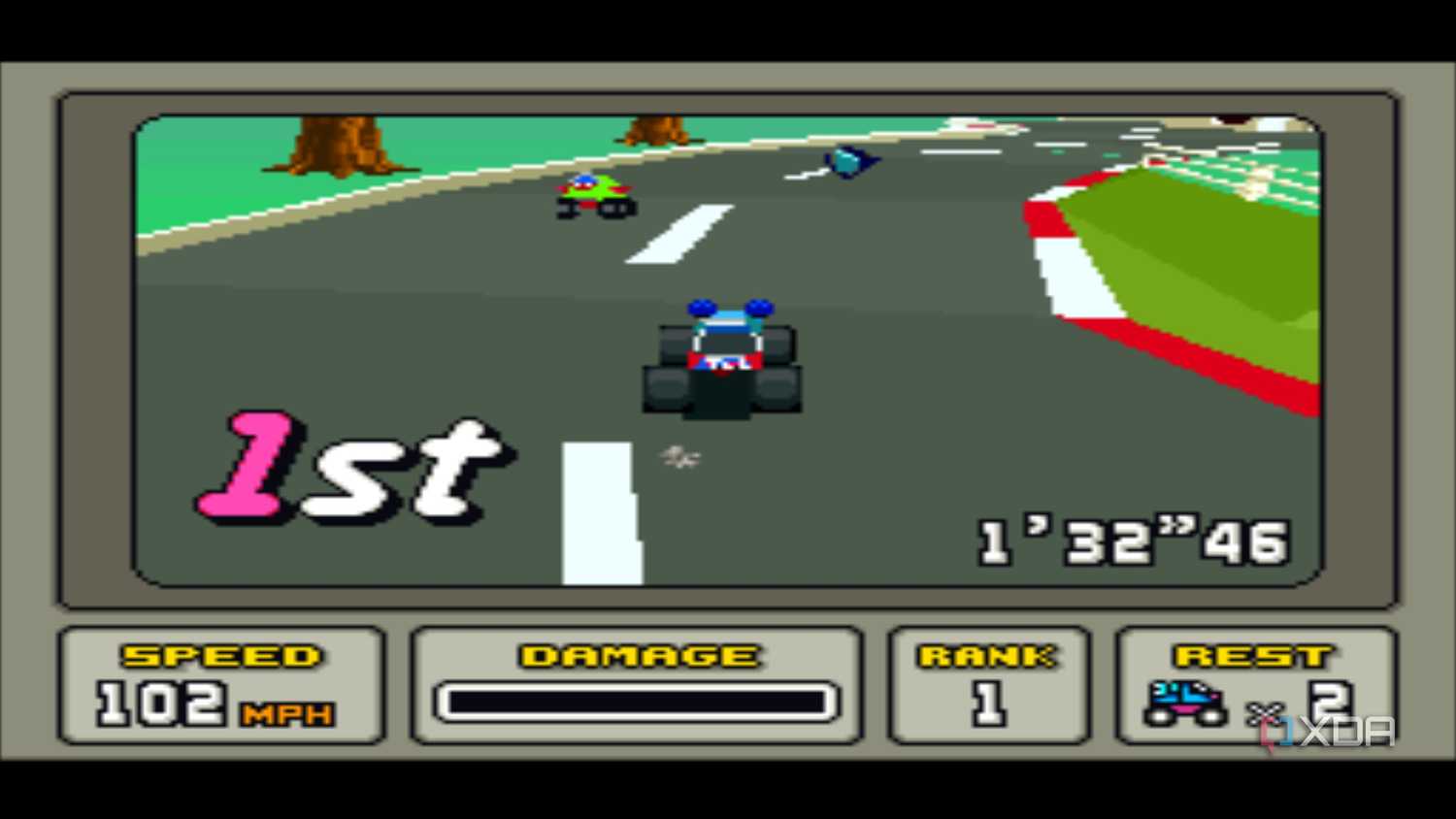 Screenshot of the SNES game Stunt Race FX.