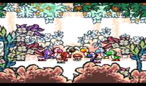 A screenshot from the 1995 SNES game Super Mario World 2: Yoshi's Island.