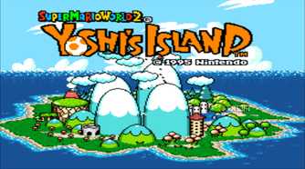 A screenshot from the 1995 SNES game Super Mario World 2: Yoshi's Island.