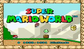 A screenshot from the 1990 SNES game Super Mario World.