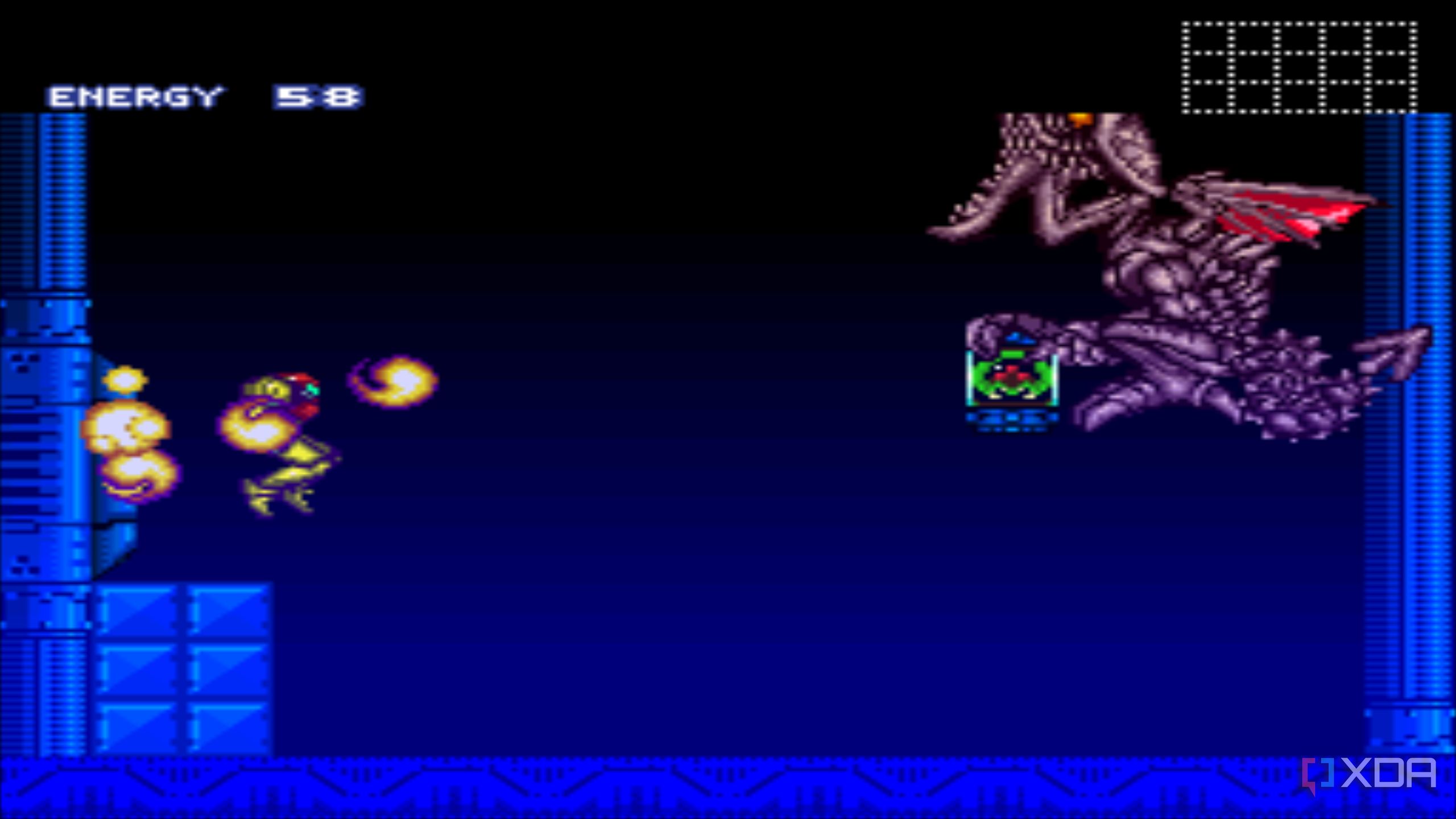 A screenshot from the 1994 SNES game Super Metroid. 