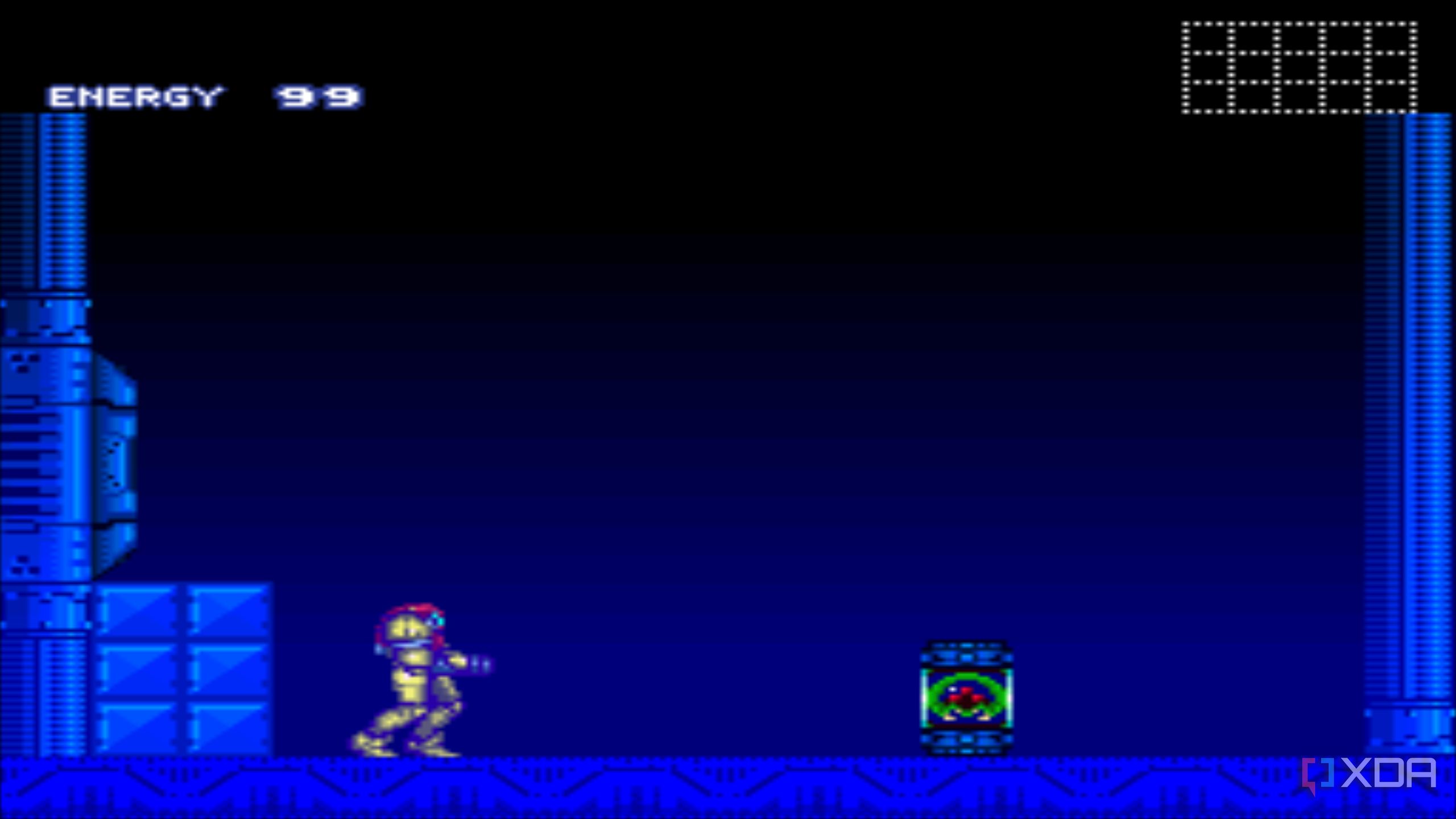 A screenshot from the 1994 SNES game Super Metroid. 