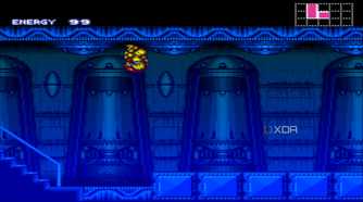 A screenshot from the 1994 SNES game Super Metroid.