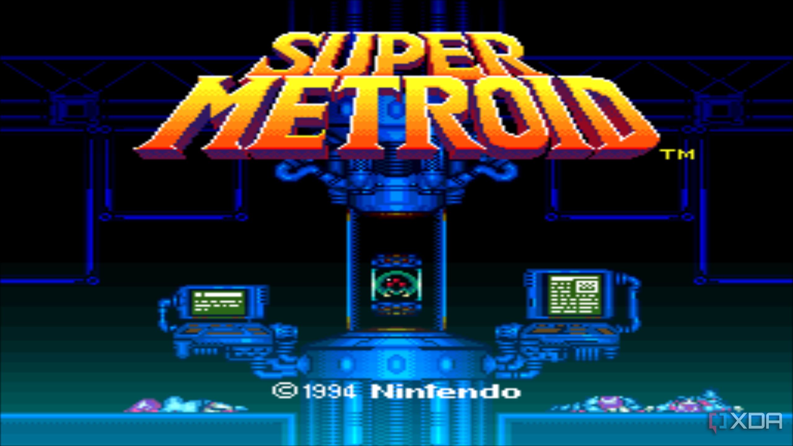 A screenshot from the 1994 SNES game Super Metroid. 