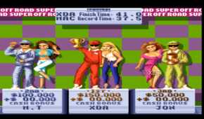 Winner's podium in the SNES game Super Off Road.