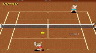 Screenshot from the SNES game Super Tennis.