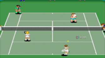 Screenshot from the SNES game Super Tennis.
