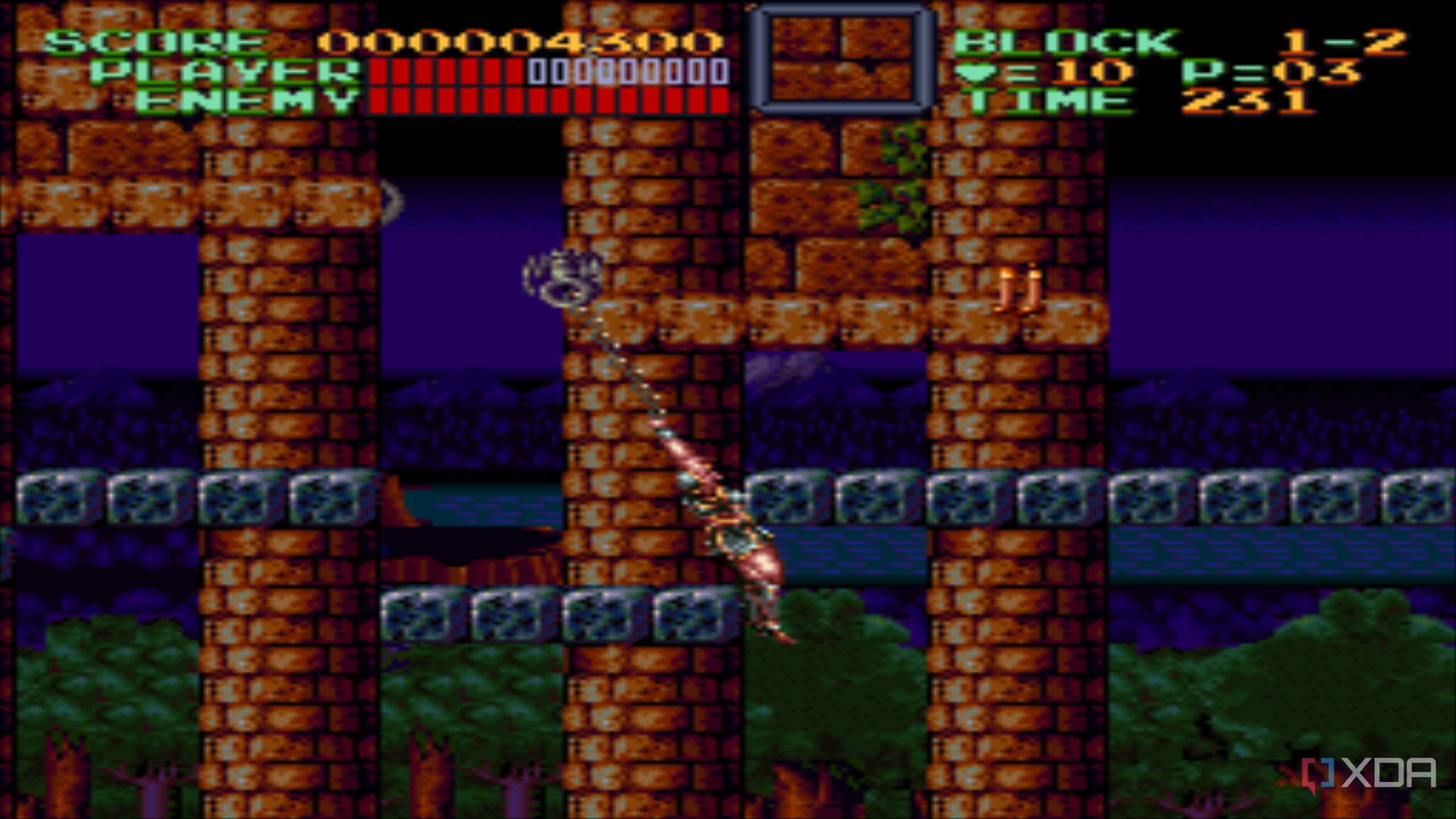 A screenshot from the 1991 SNES game Super Castlevania IV.
