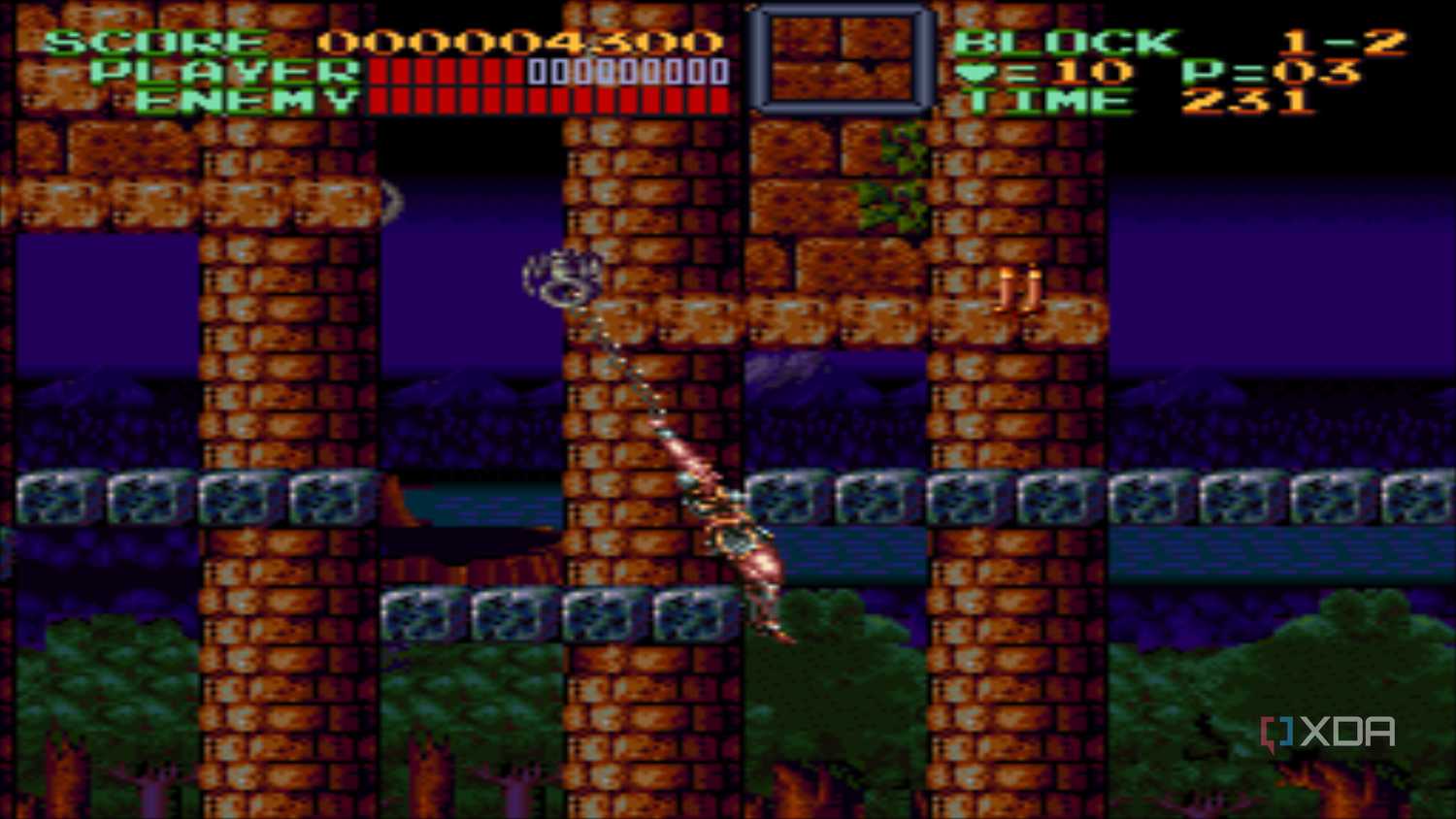 A screenshot from the 1991 SNES game Super Castlevania IV.