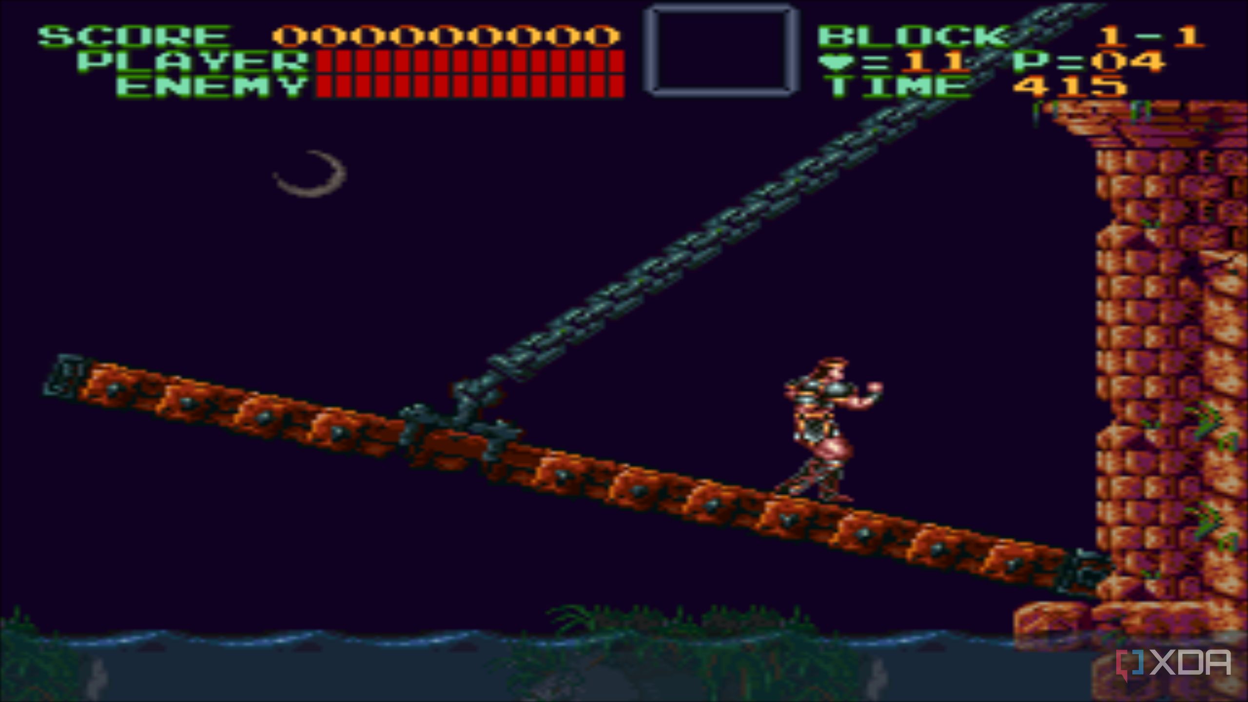 A screenshot from the 1991 SNES game Super Castlevania IV.