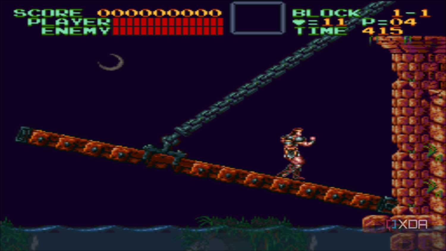 A screenshot from the 1991 SNES game Super Castlevania IV.