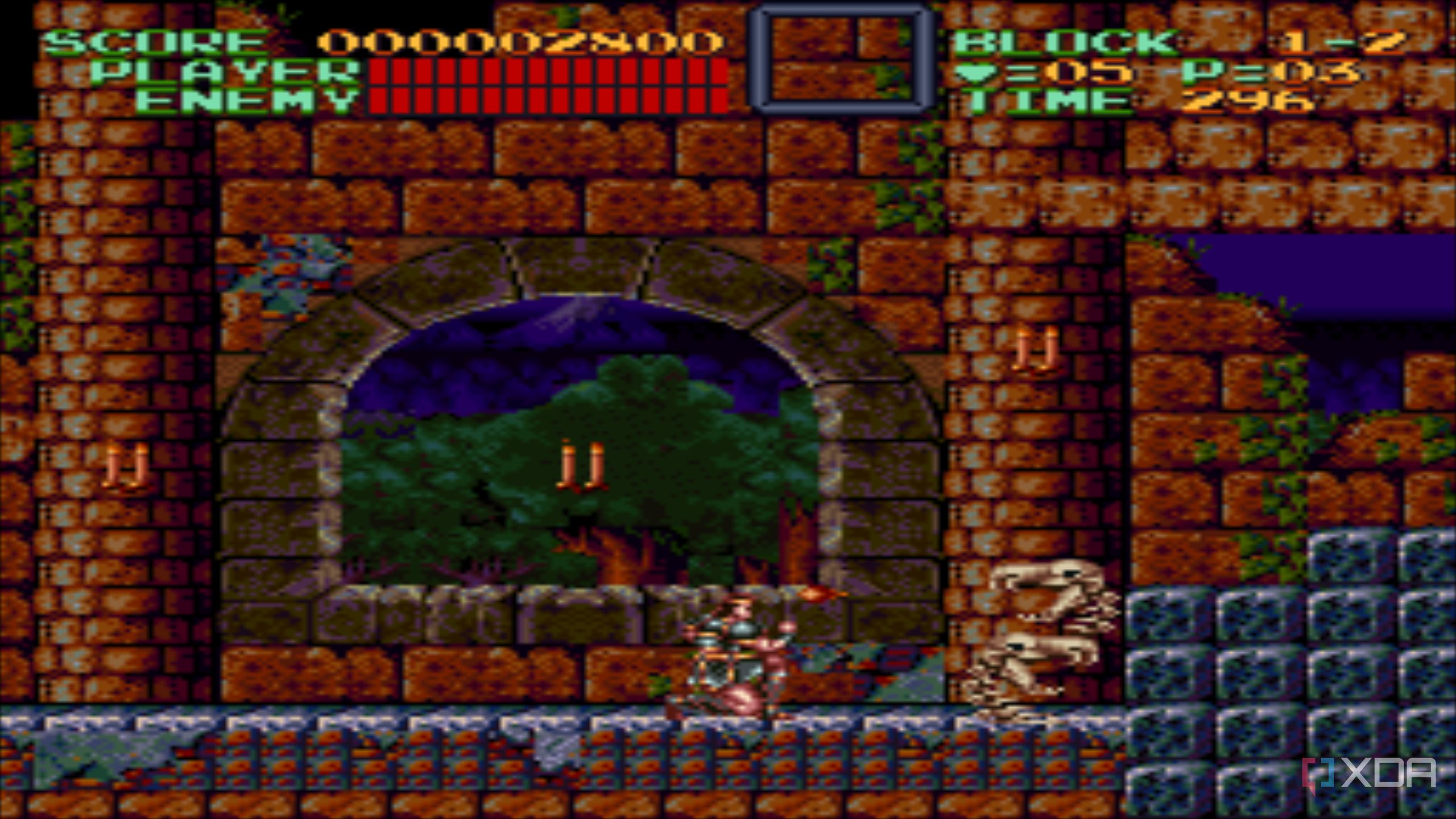 A screenshot from the 1991 SNES game Super Castlevania IV.