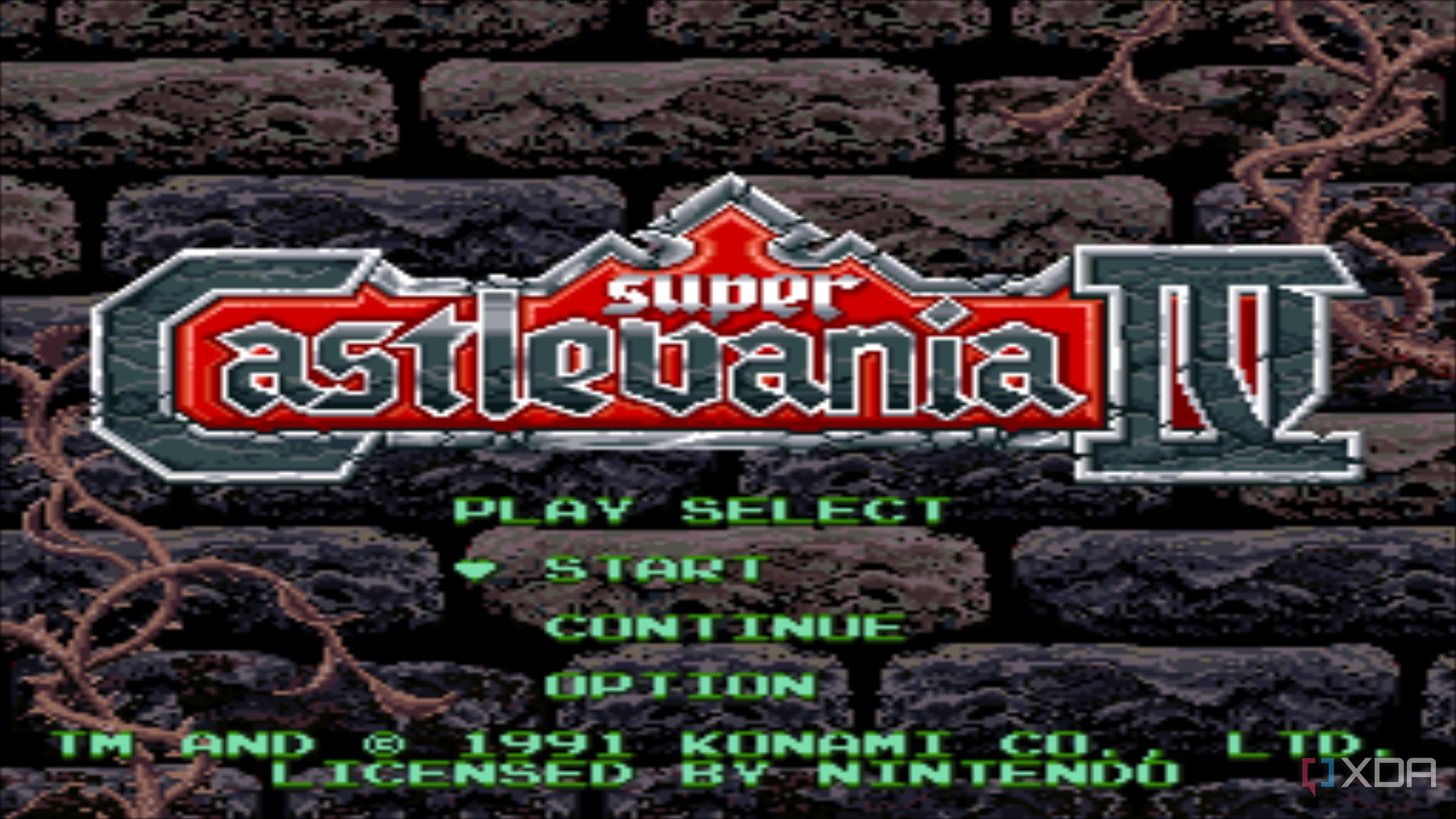 A screenshot from the 1991 SNES game Super Castlevania IV.