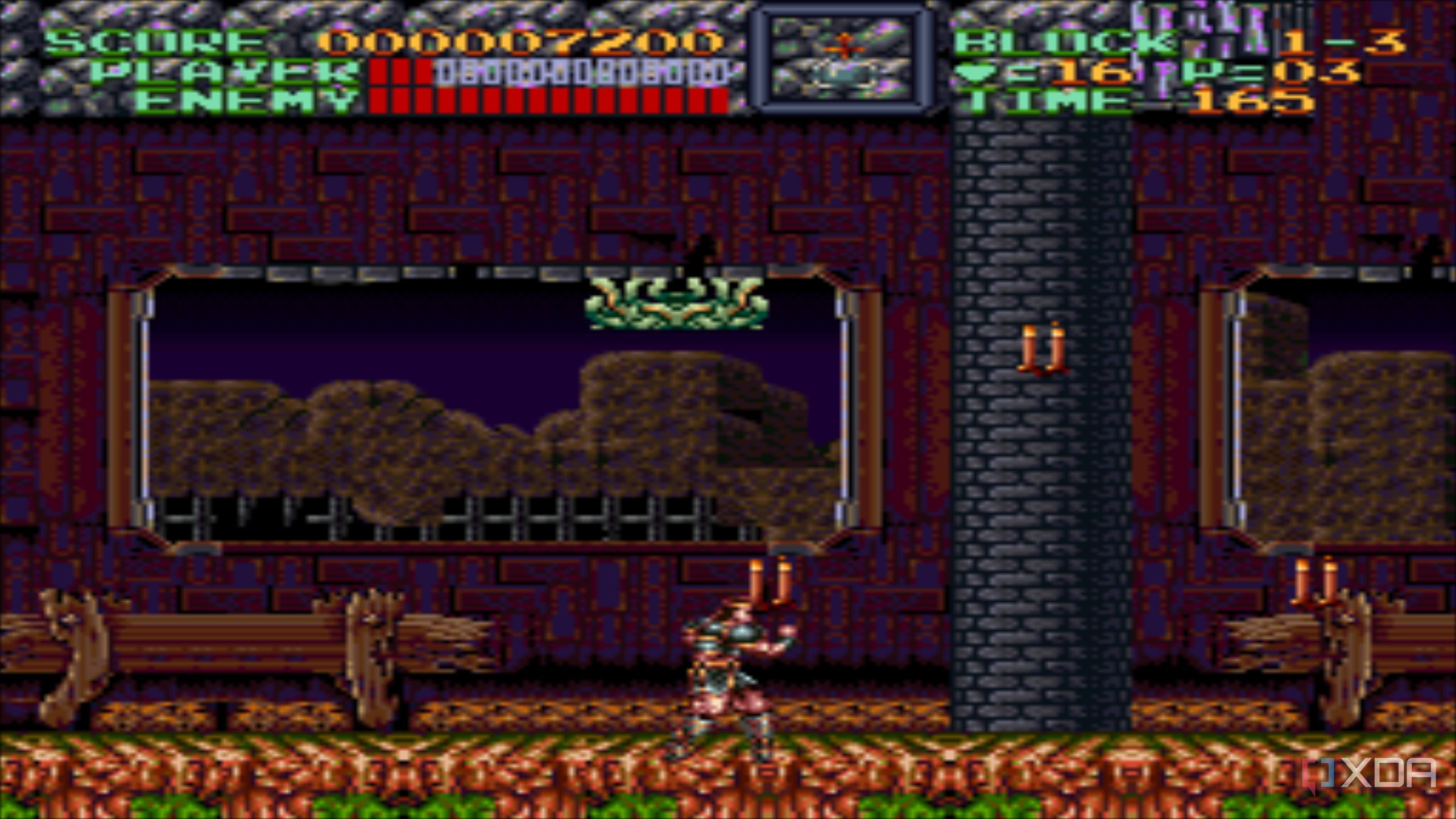 A screenshot from the 1991 SNES game Super Castlevania IV.