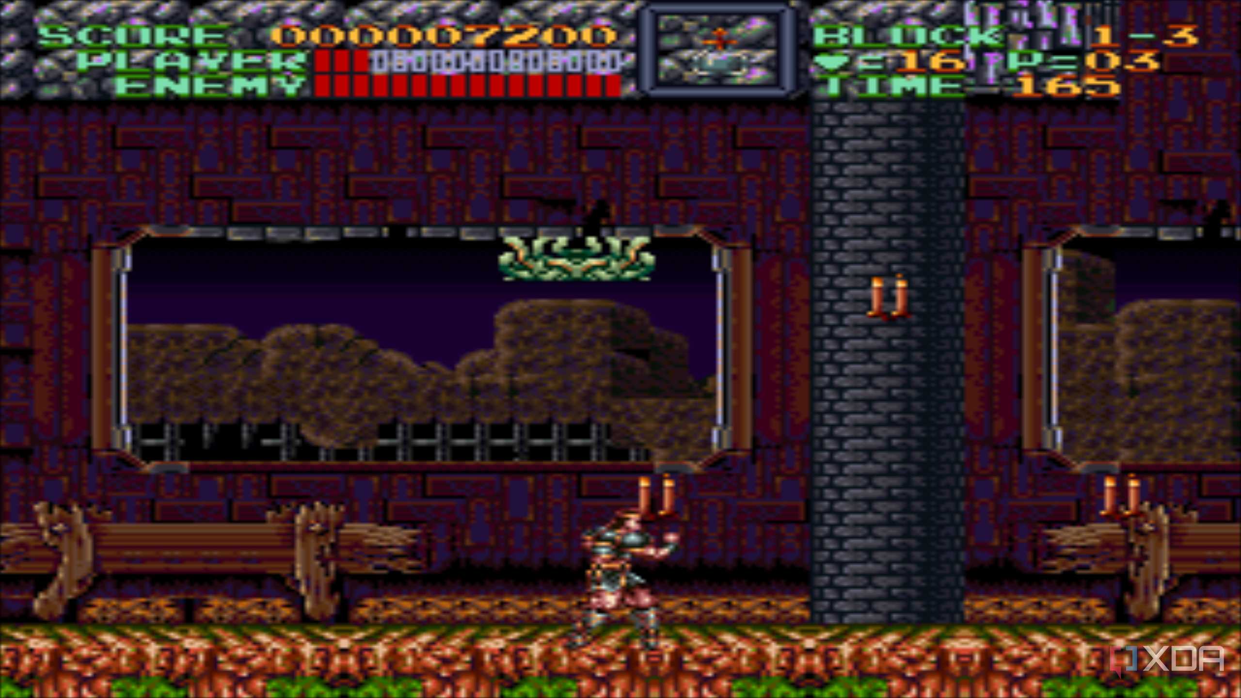 A screenshot from the 1991 SNES game Super Castlevania IV.