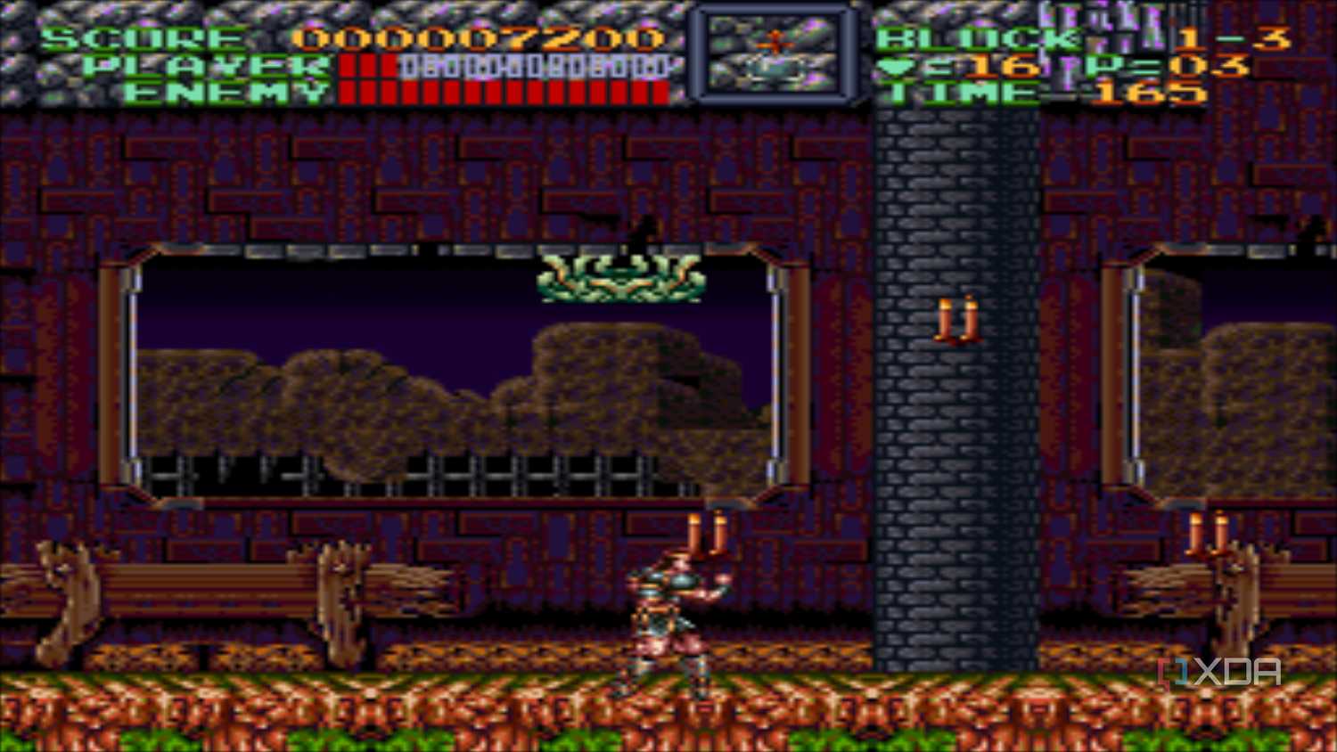 A screenshot from the 1991 SNES game Super Castlevania IV.