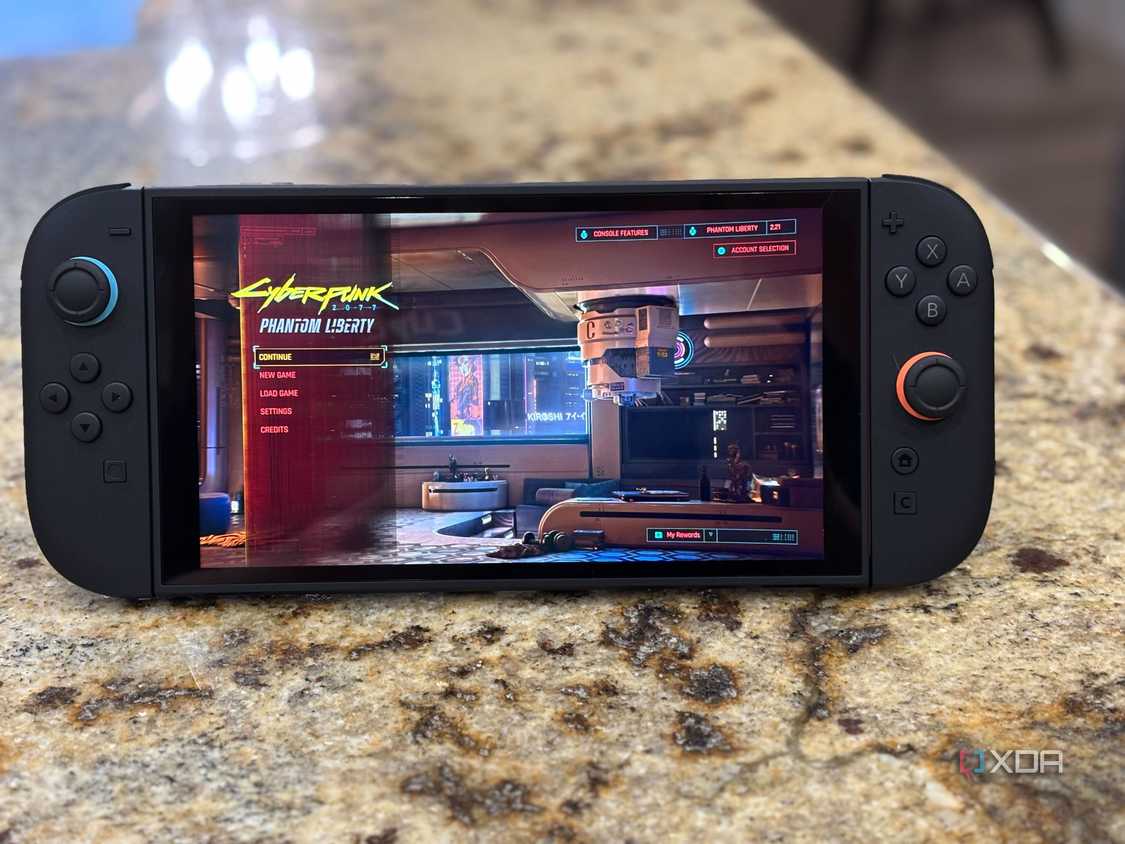 Cyberpunk 2077 main menu on Switch 2