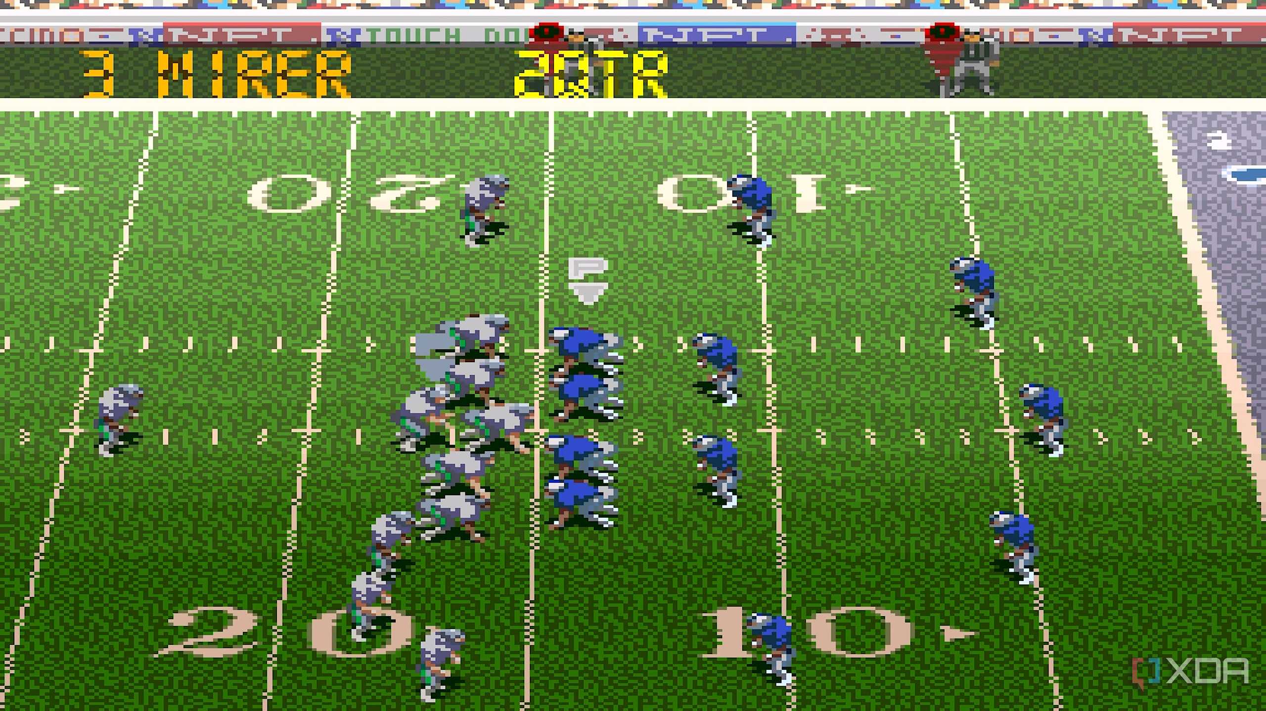 Screenshot from the SNES game Tecmo Super Bowl III.
