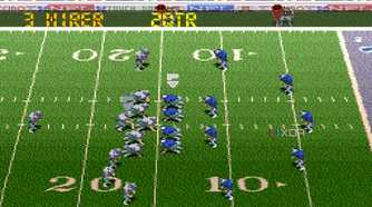 Screenshot from the SNES game Tecmo Super Bowl III.