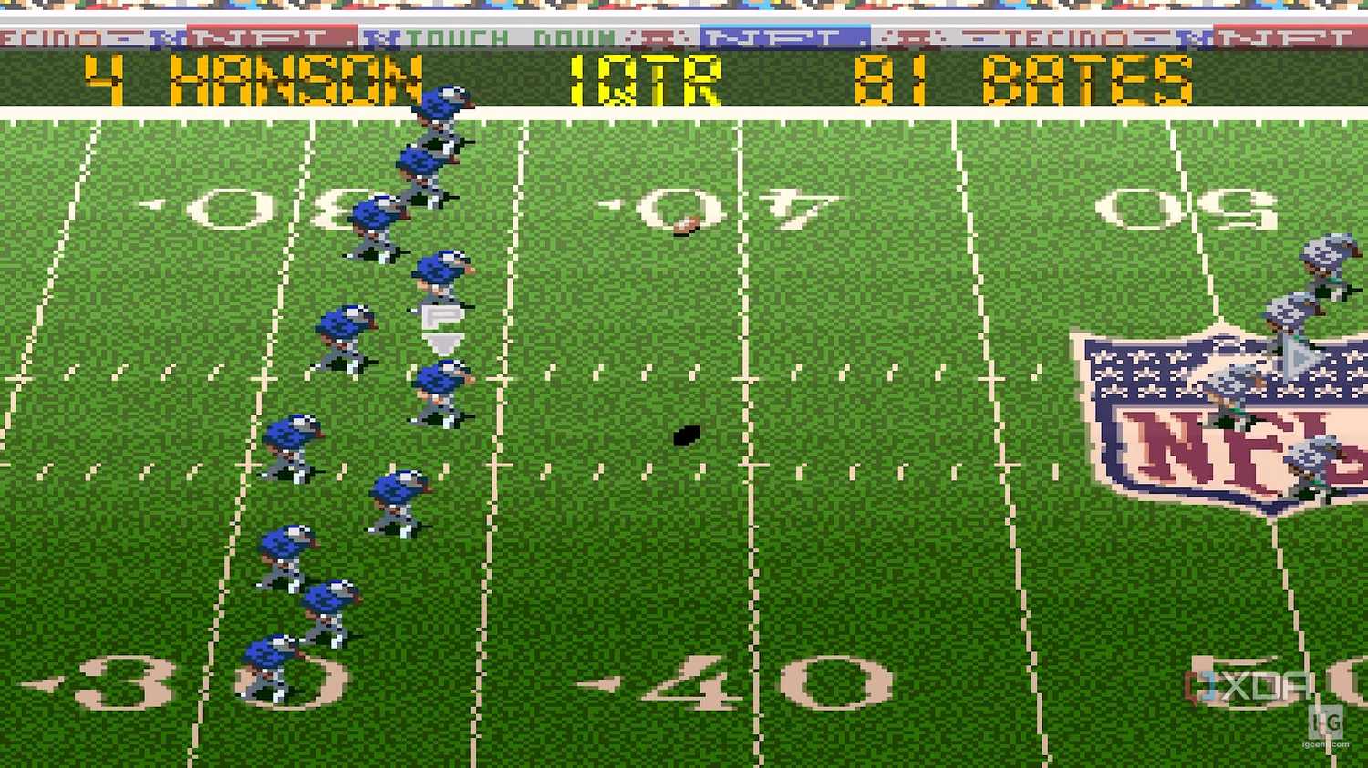 Screenshot from the SNES game Tecmo Super Bowl III.