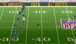Screenshot from the SNES game Tecmo Super Bowl III.