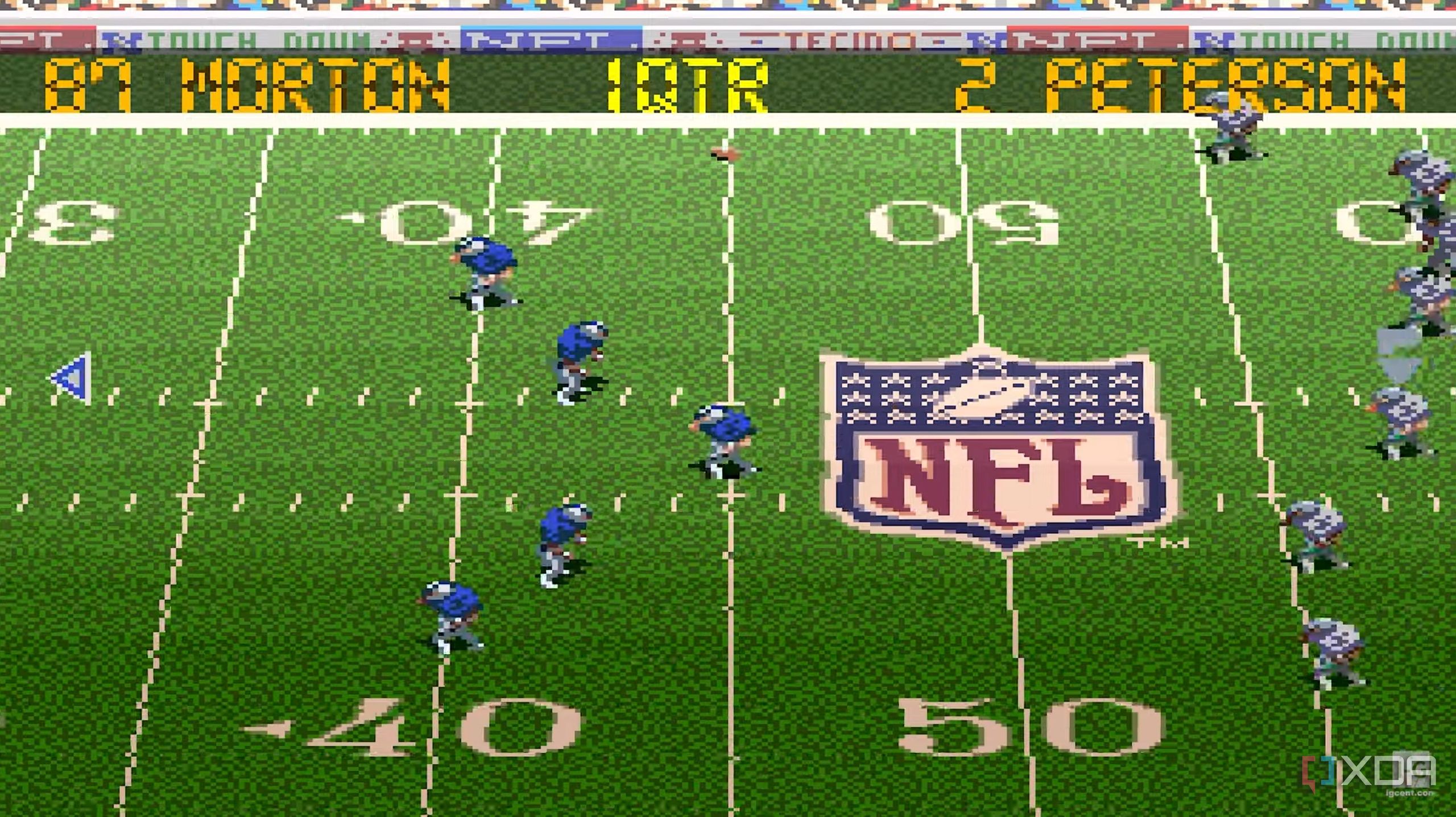 Screenshot from the SNES game Tecmo Super Bowl III.