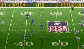 Screenshot from the SNES game Tecmo Super Bowl III.