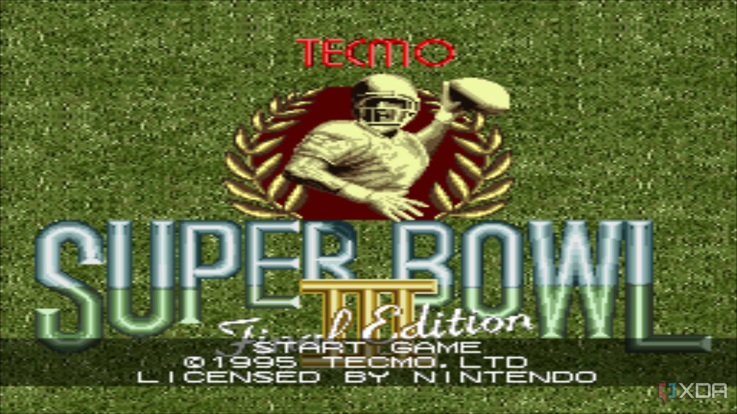 Screenshot from the SNES game Tecmo Super Bowl III.
