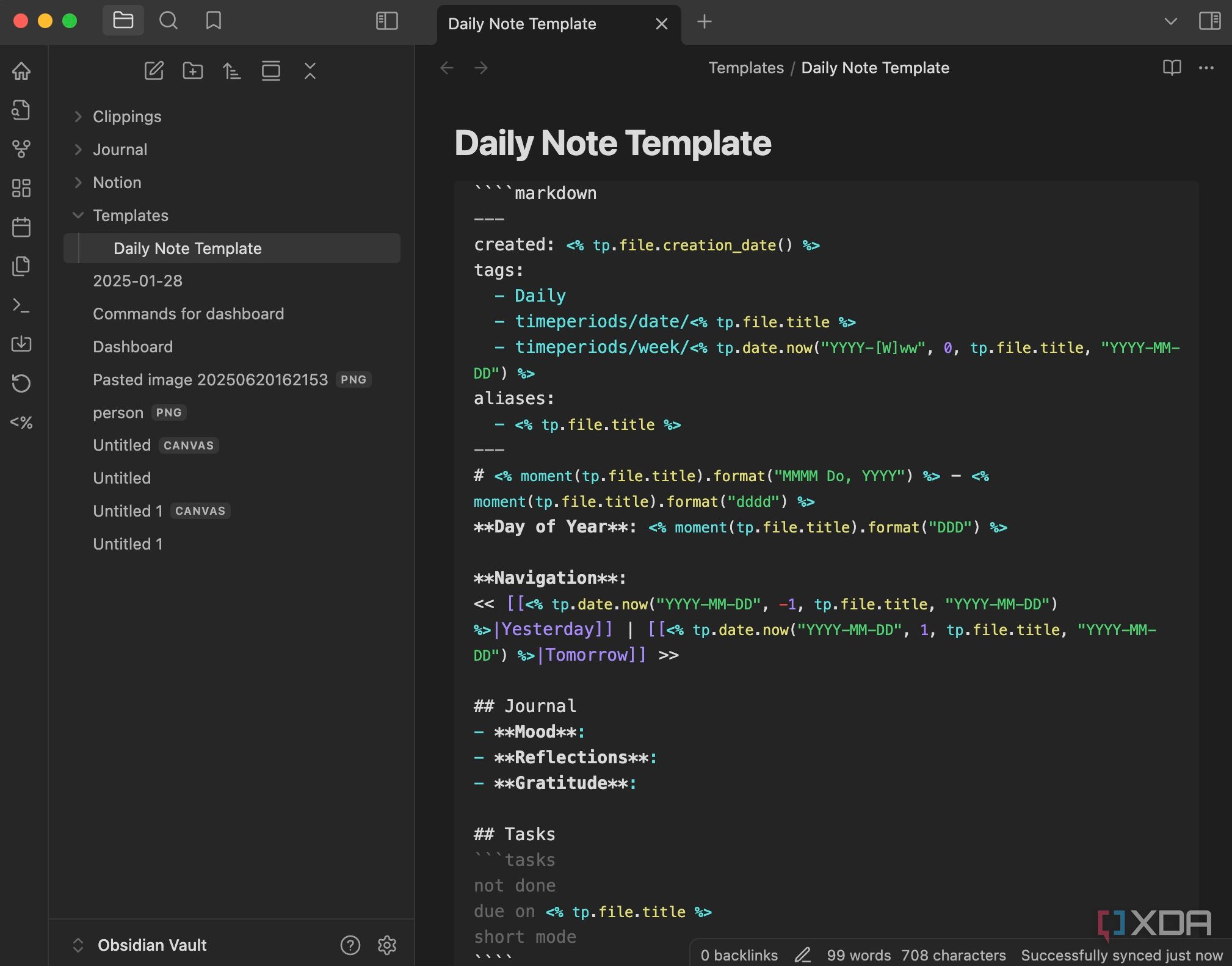 How I turned Obsidian into a daily journal with Dataview and Templater