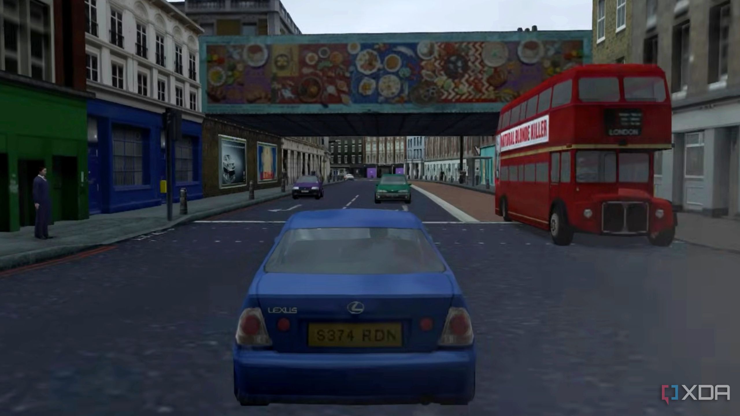 A screenshot from the 2002 PS2 game, The Getaway.
