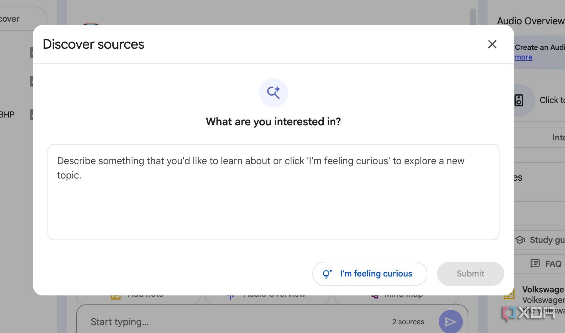 NotebookLM discover sources