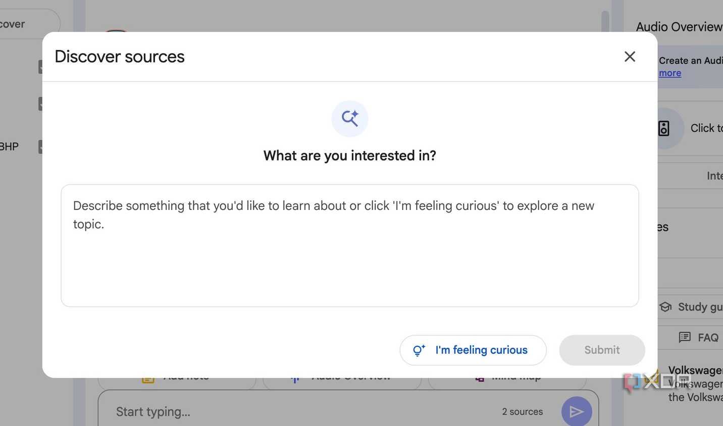 NotebookLM discover sources
