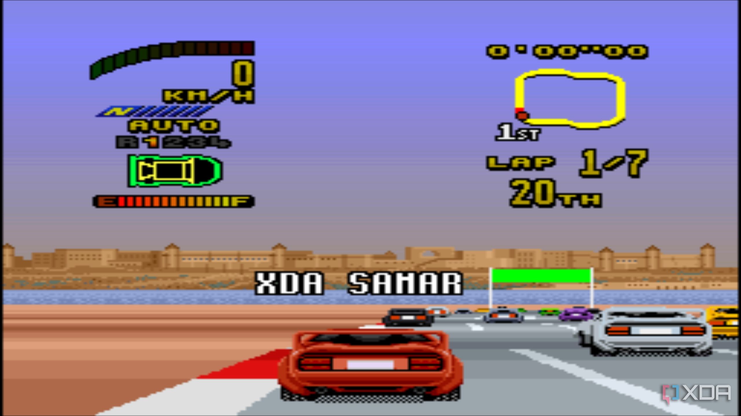 Race screenshot from the SNES game Top Gear 2.