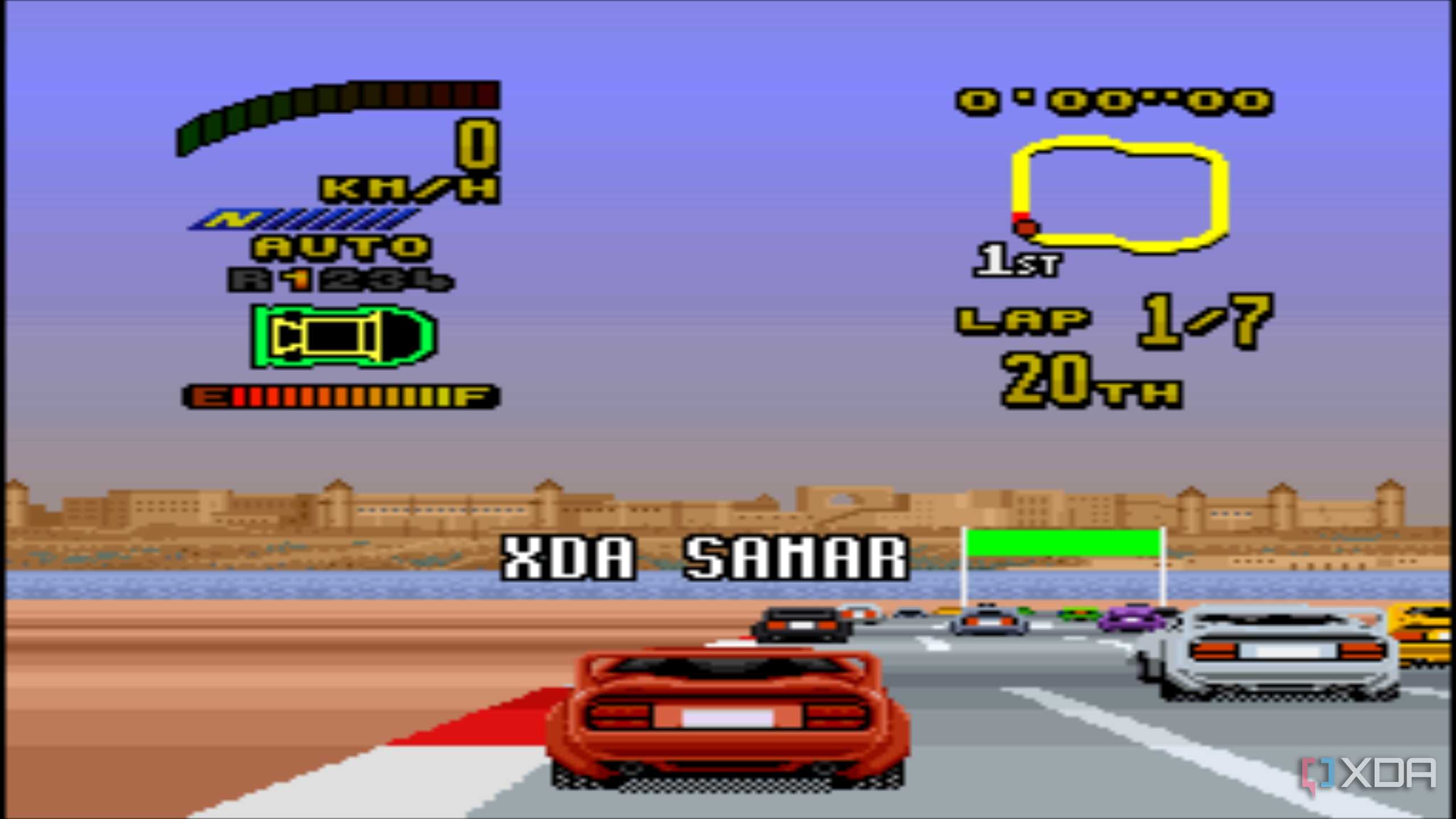 Race screenshot from the SNES game Top Gear 2.