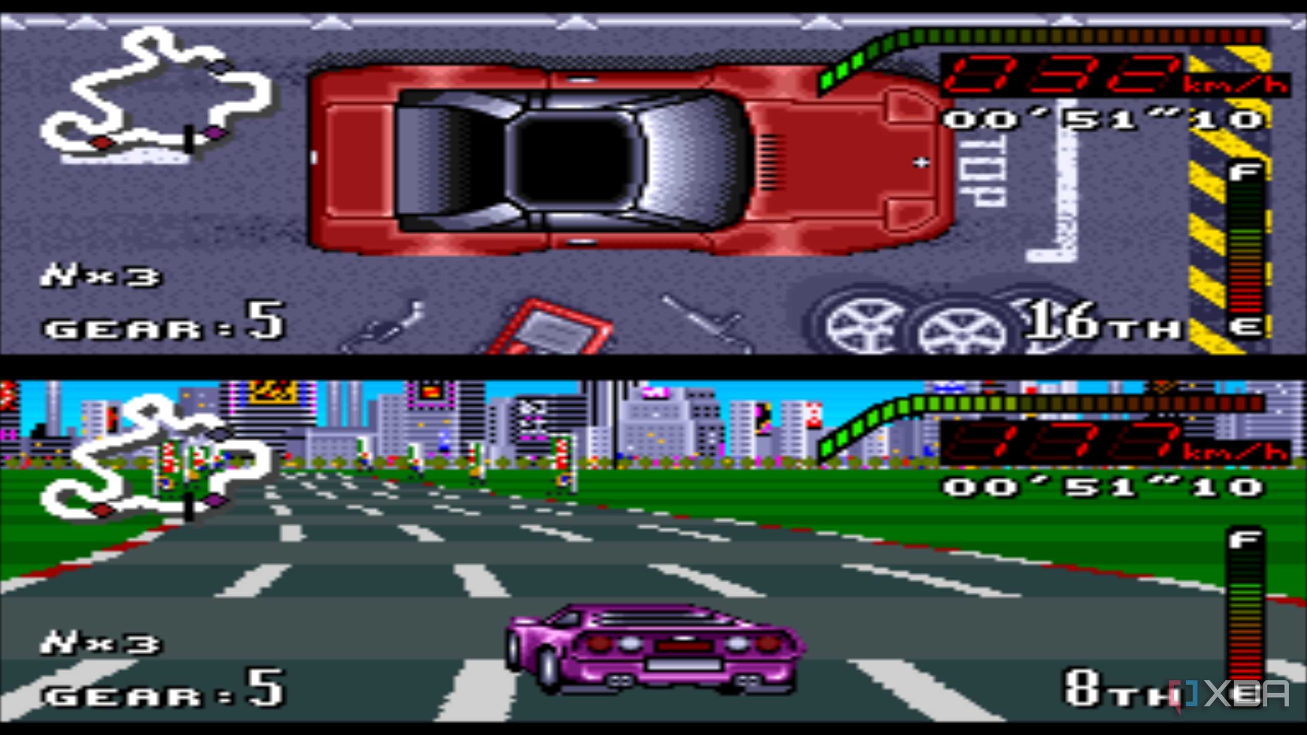Pit lane entry in the SNES game Top Gear.