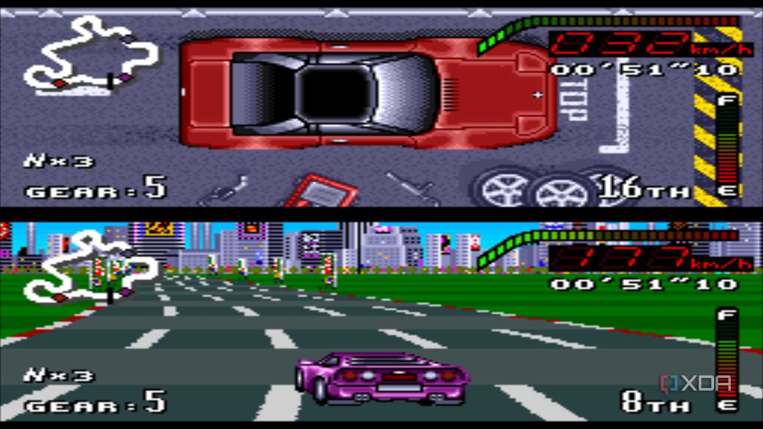 Pit lane entry in the SNES game Top Gear.