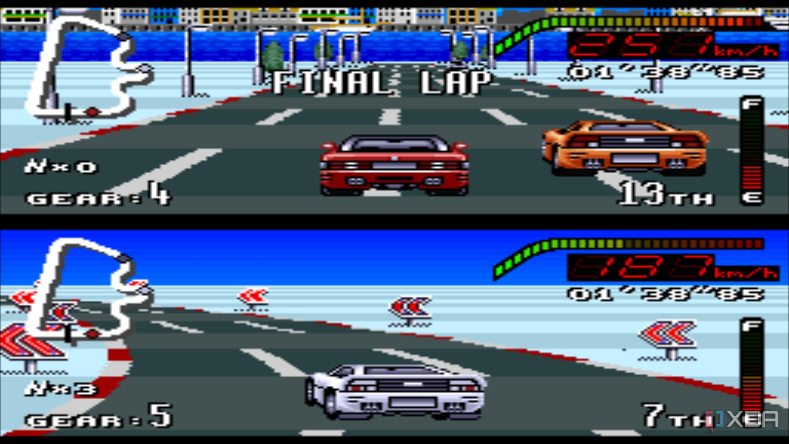 Gameplay from the SNES game Top Gear.