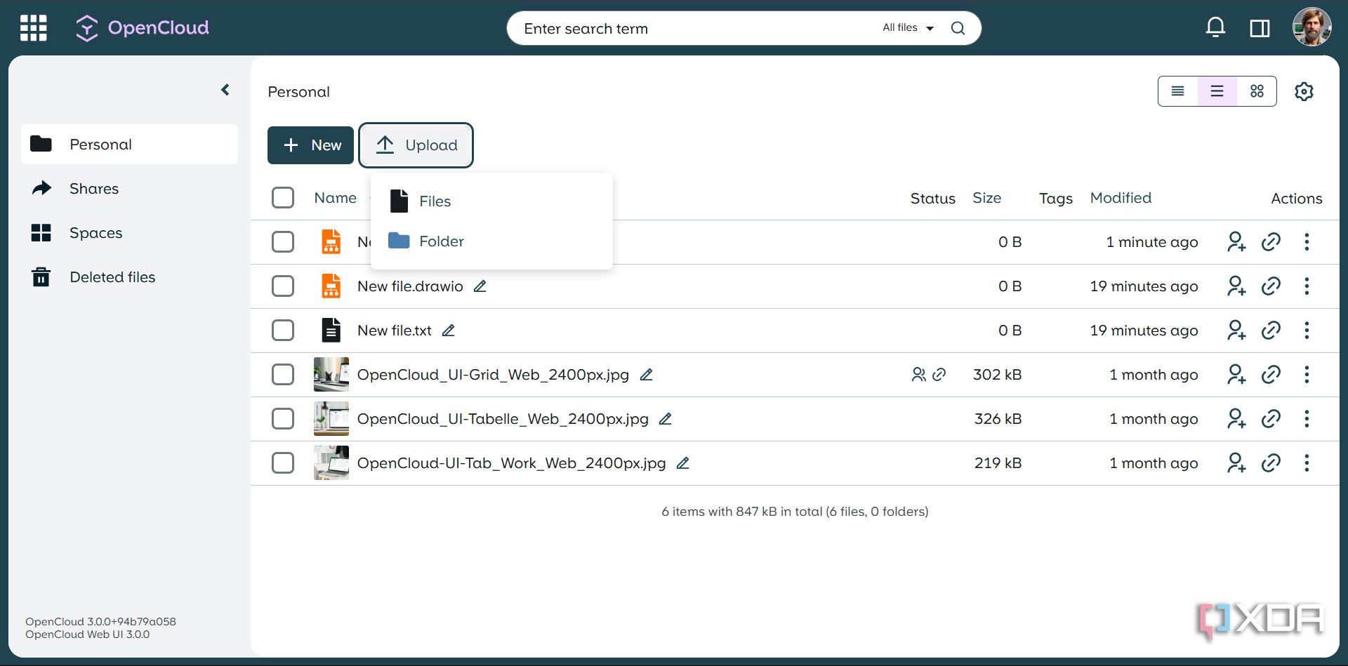 Uploading a file or folder in OpenCloud