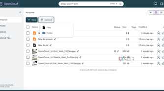 Uploading a file or folder in OpenCloud