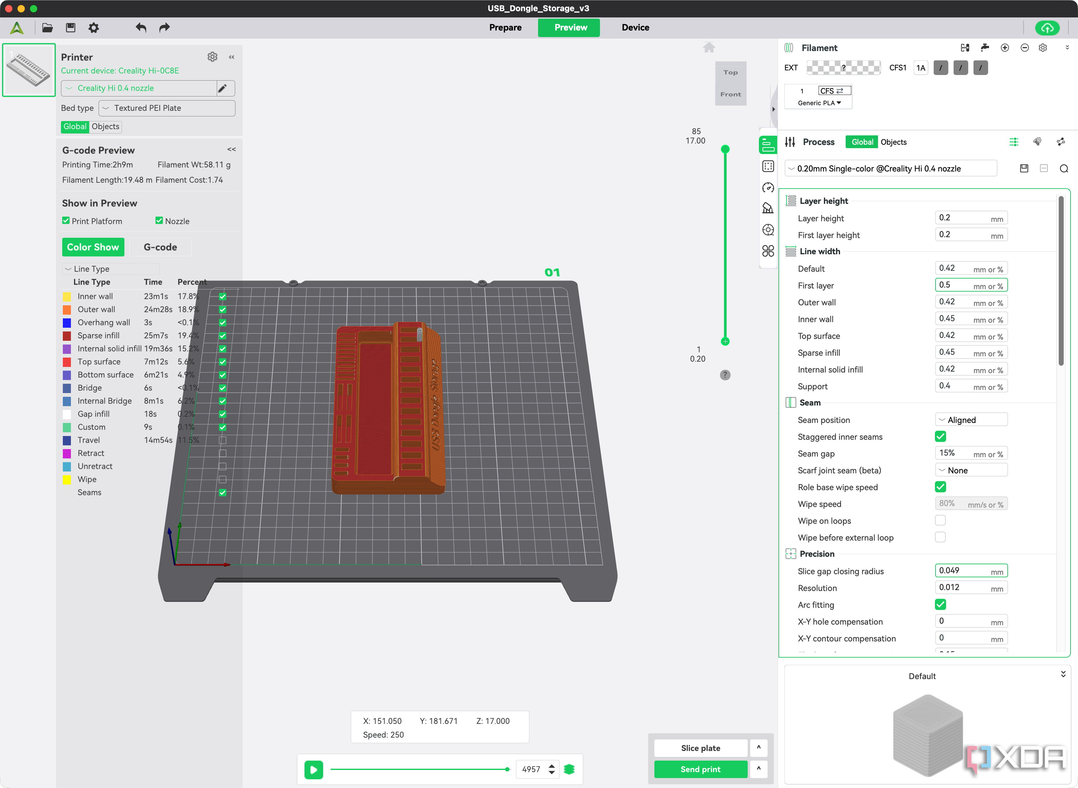 USB Dongle Storage in Creality Print