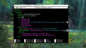 Using nano in Terminal to edit Docker compose YAML file