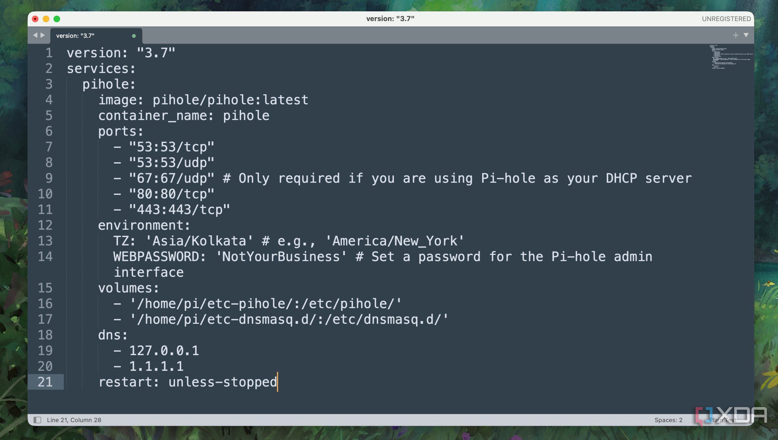 Using Text editor for editing YAML file
