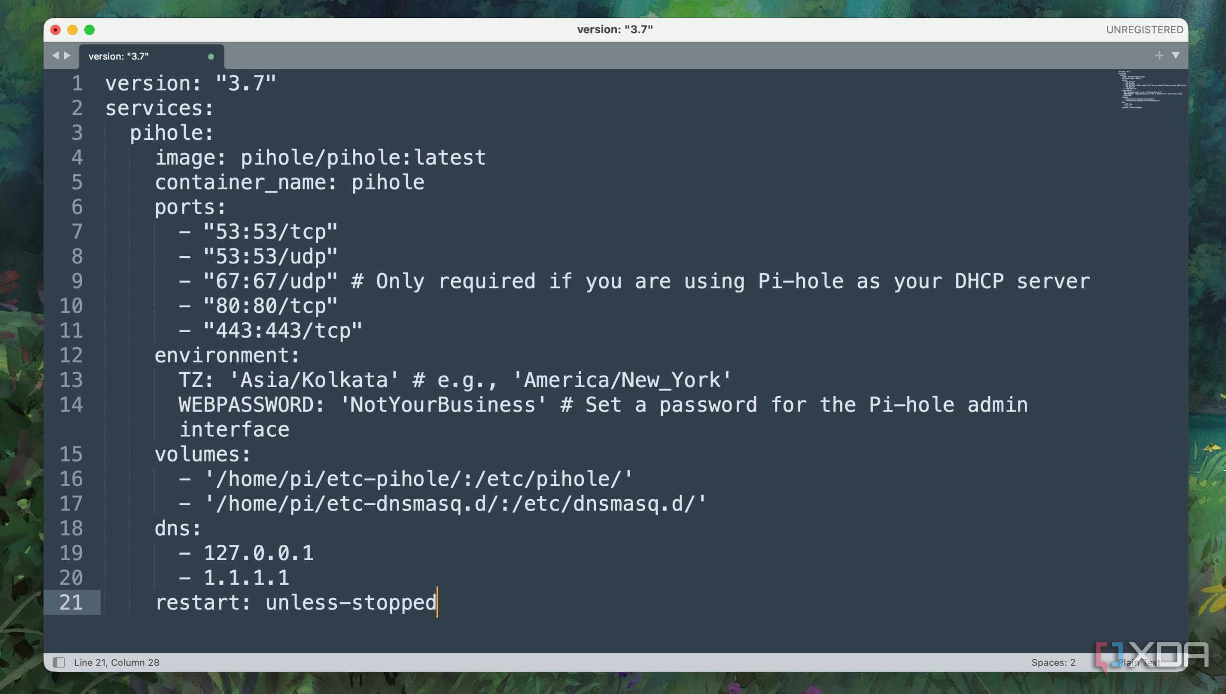 Using Text editor for editing YAML file