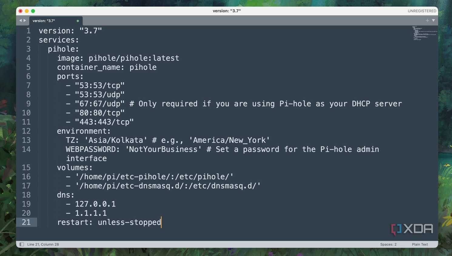 Using Text editor for editing YAML file
